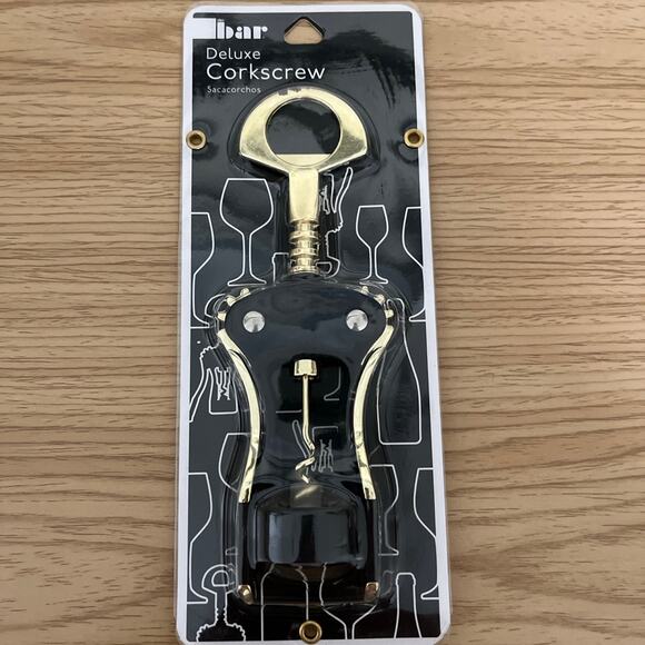 Deluxe Wine Corkscrew The Bar Sacacorchos Brite Concepts Black with Gold - Picture 5 of 5